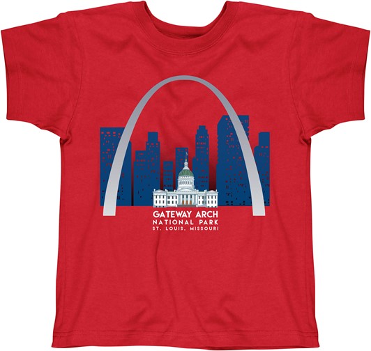 Gateway Arch Red Skyline short sleeve T-Shirt