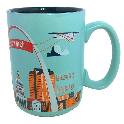 Gateway Arch with Plane Mint ceramic mug 27537