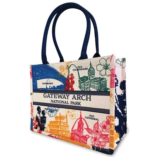 Gateway Arch with Plane Mint Tote Bag