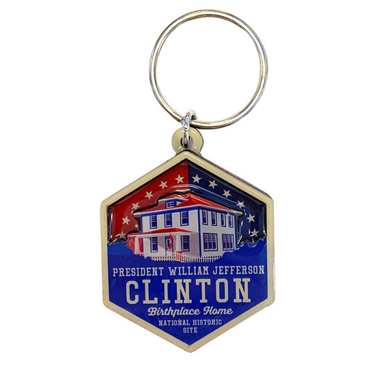 President William Jefferson Clinton Birthplace Home Wooden 3D Keychain 27668