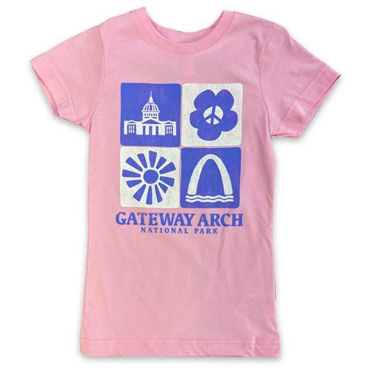 Girls Pink Distressed Design Gateway Arch National Park T-shirt 29780