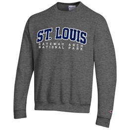 St Louis-Gateway Arch Applique Heather Grey Crew Sweatshirt