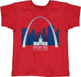 Gateway Arch Red Skyline short sleeve T-Shirt
